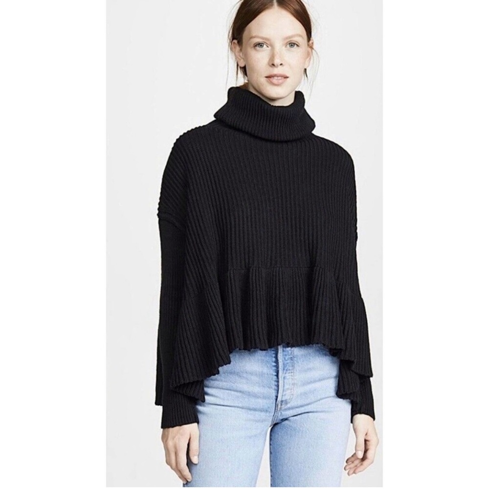 Free People Layer Cake Crop Trapeze Turtleneck Sweater Size S